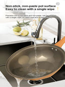 Titanium micro-pressure clay non-stick pan uncoated Clay wok Multifunctional flat bottom health pot Gas stove special iron pan